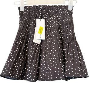 NWT Girls Mini Molly Polka Dot Pleated A-Line Pull On Brown White Skort Size 8/1